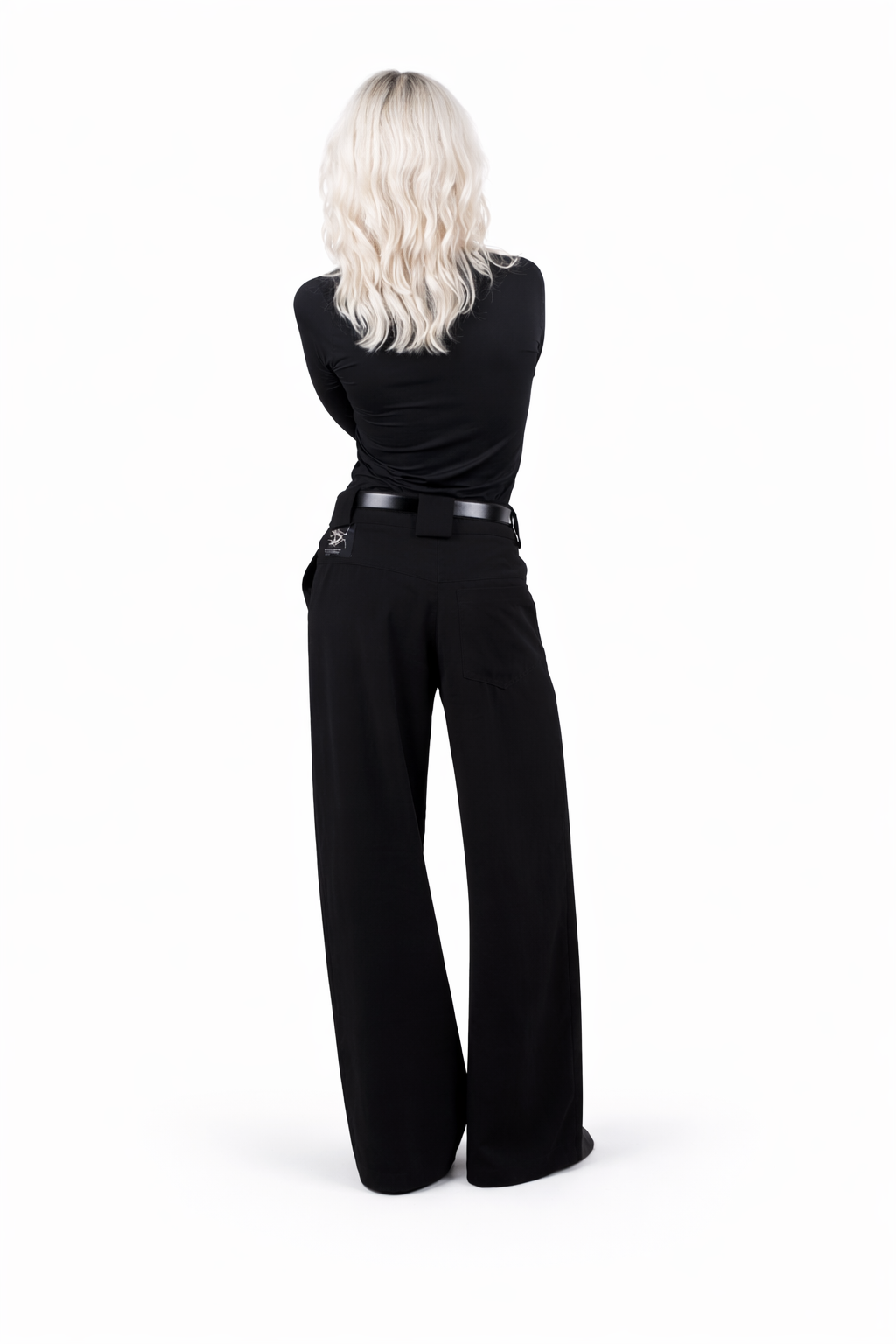 Loop &  Pleat Wide-Leg Trousers