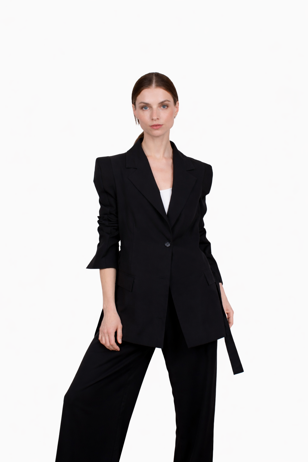 Sculpted Shoulder Blazer