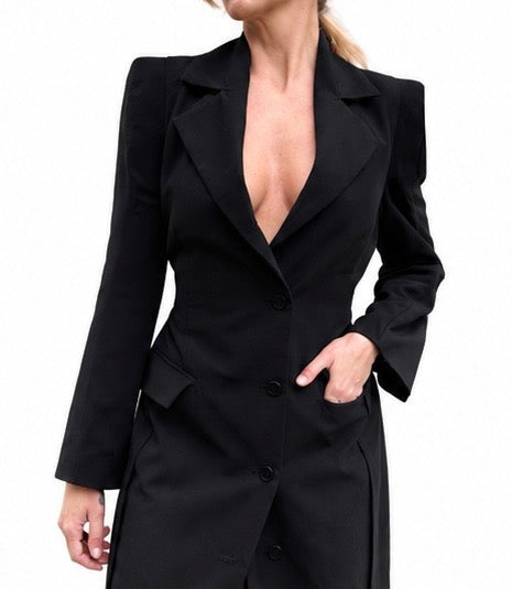 Sculpted Shoulder Blazer Dress