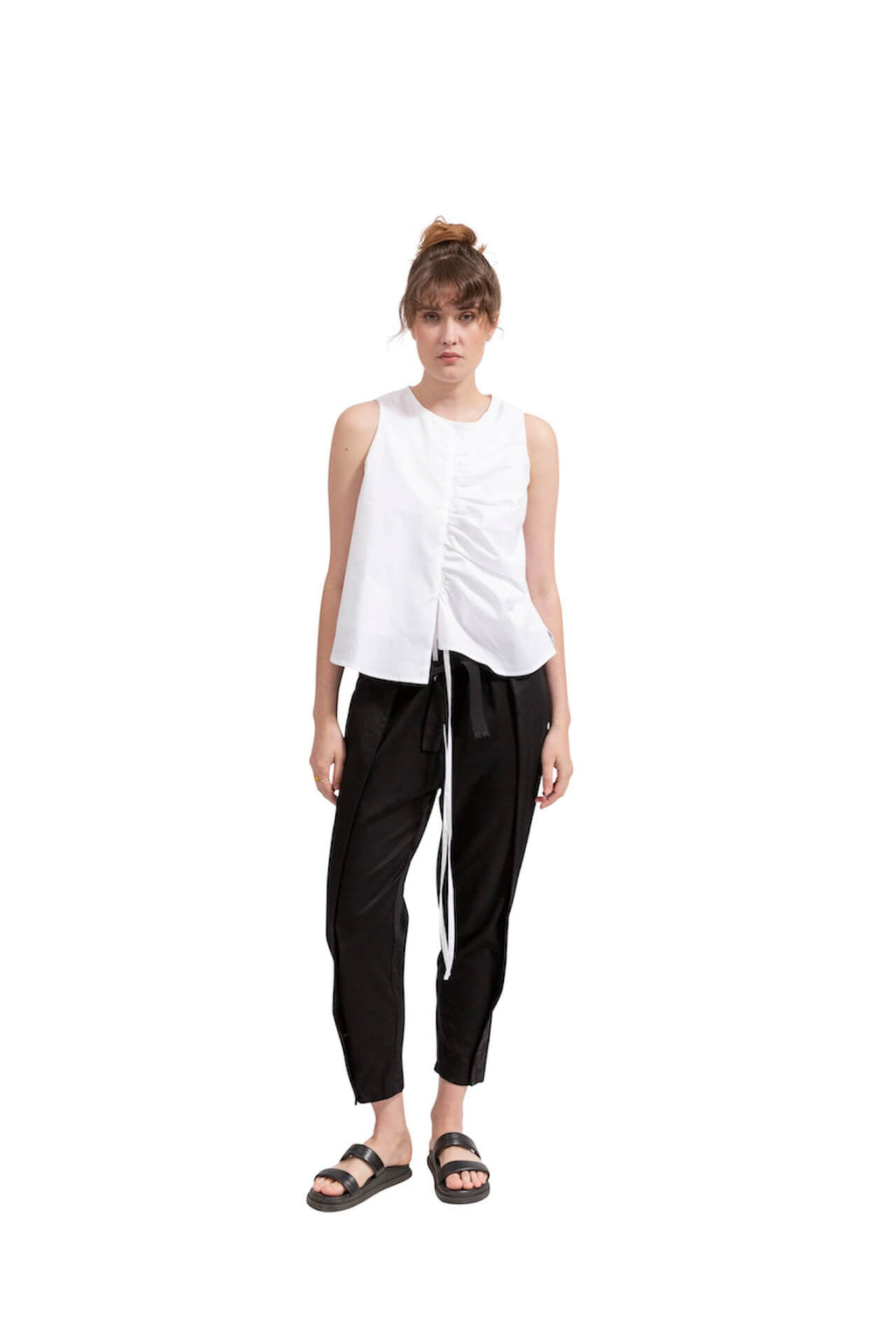 Silhouette Drawstring Top White