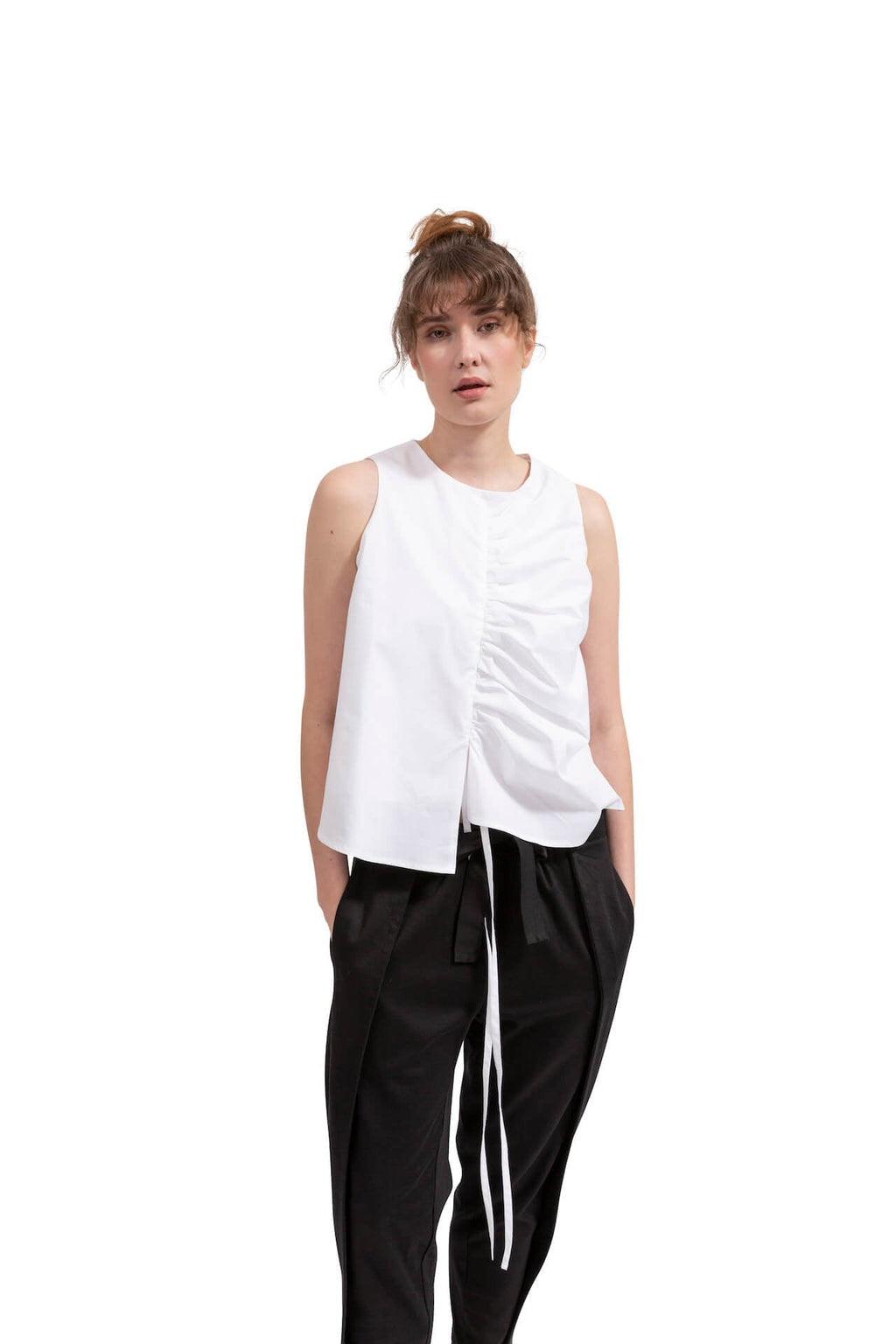 Silhouette Drawstring Top White
