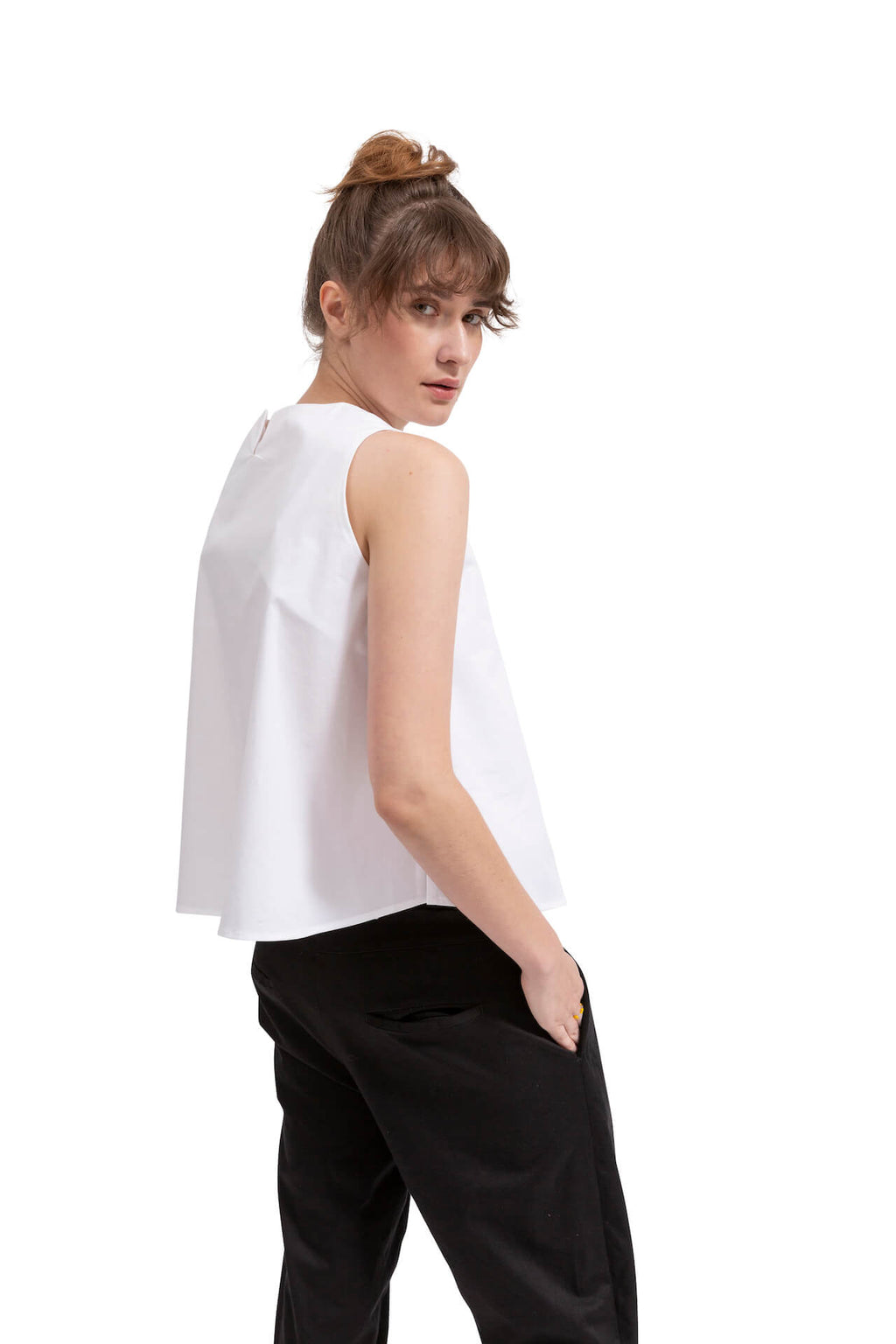 Silhouette Drawstring Top White
