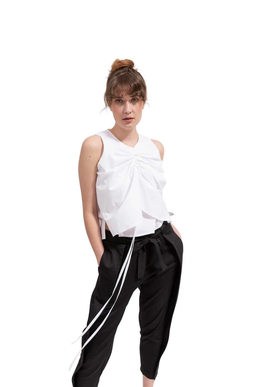 Silhouette Drawstring Top White